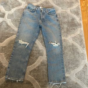 Agolde never worn Riley high rise with knee rips size 27
